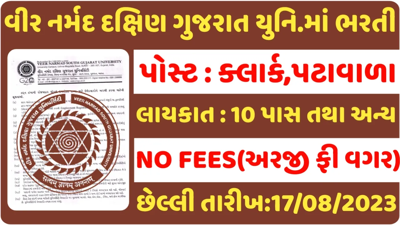 VNSGU Recruitment 2023: વીર નર્મદ દક્ષિણ ગુજરાત યુનિવર્સિટીમાં ભરતી