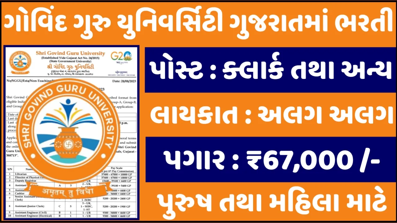 Govind Guru University Gujarat Recruitment:ગોવિંદ ગુરુ યુનિવર્સિટીની ગુજરાતમાં ભરતી